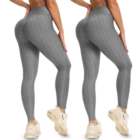 Womens Yoga Pants Anti-Cellulite Bubble Textured Ruched Leggings Butt Lifting - Picture 9 of 15